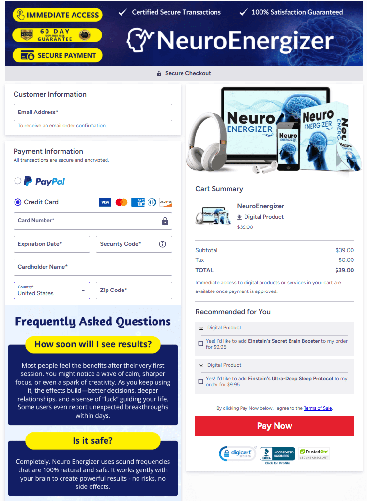 neuroenergizer check out page